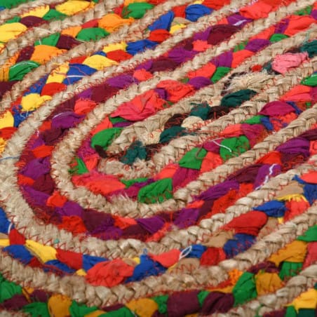 Tapis ovale coloré Jute et coton 120 x 80 cm