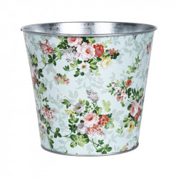 Cache pot en zinc imprimés roses