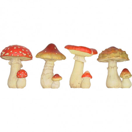 Lots de 4 champignons déco résine