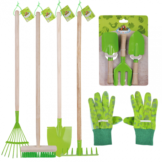 Kit outils jardinier enfant rateau pelle gants